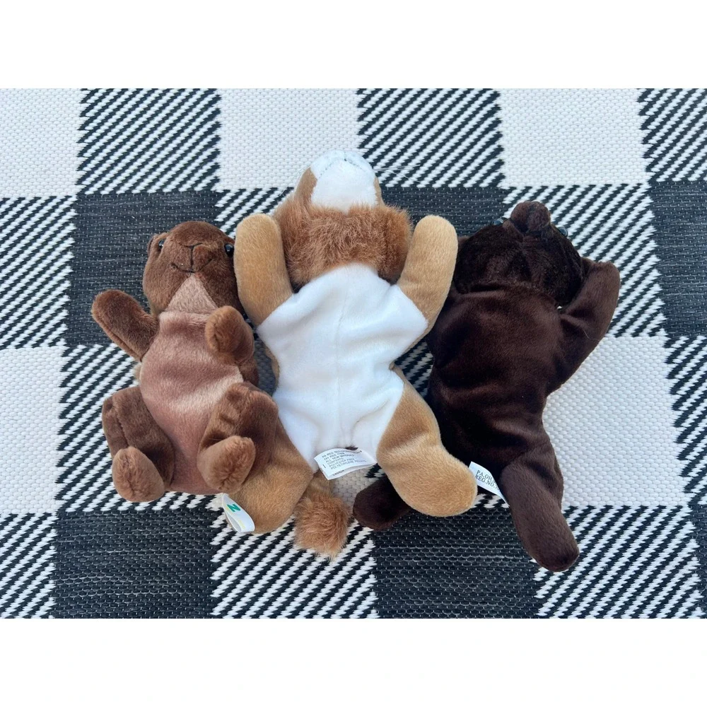 Vintage Plush Animal Lot Zangeen Squirrel K&M Lion Brown Bear 1996 2001 8-9 Inch